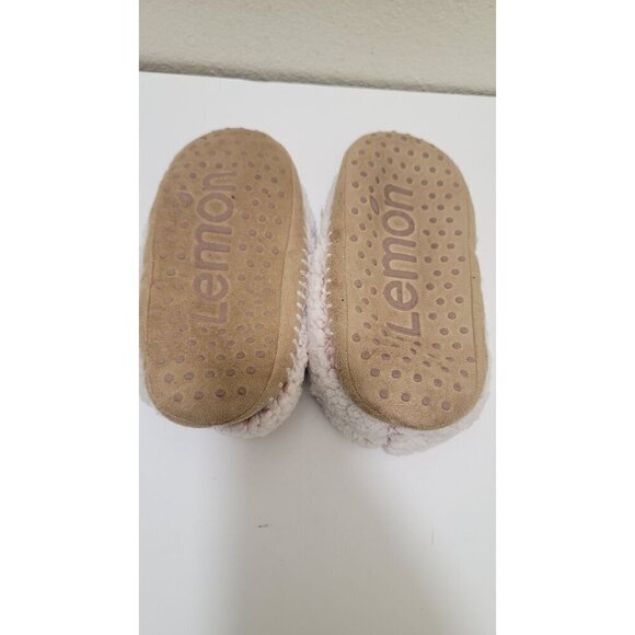 Lemon Womens Sherpa Fleece Slippers In Light Pink Size M - Picture 4 of 4